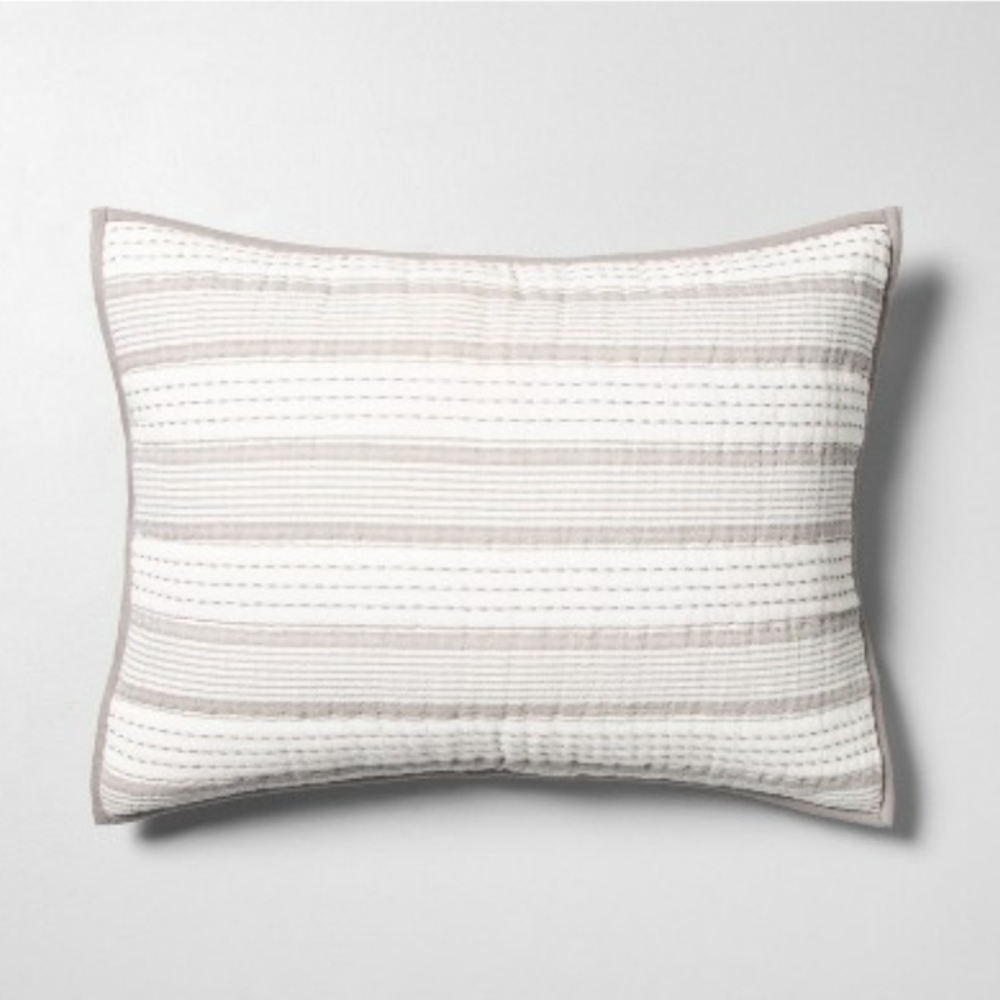 Set of 2 Hearth & Hand With Magnolia King Woven Stripes Pillow Sham Jet Gray